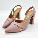 Vizzano 1285-4443 Block Heel Pointy Toe Slingback Pump in Taupe