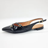 Vizzano 1206-296 Pointy Toe Slingback Flat in Black Patent