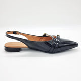 Vizzano 1206-296 Pointy Toe Slingback Flat in Black Patent