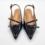 Vizzano 1206-296 Pointy Toe Slingback Flat in Black Patent