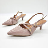 Vizzano 1122-885 Kitten Heel Pointy Toe Slingback Pump in Taupe Patent