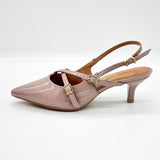 Vizzano 1122-885 Kitten Heel Pointy Toe Slingback Pump in Taupe Patent