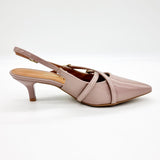 Vizzano 1122-885 Kitten Heel Pointy Toe Slingback Pump in Taupe Patent