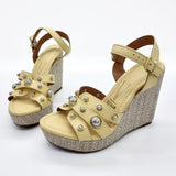 Vizzano 6283-2117 Studded Wedge Sandal in Yellow