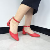 Beira Rio 4182-204 Pointy Toe Ankle Strap Pump in Red