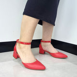 Beira Rio 4182-204 Pointy Toe Ankle Strap Pump in Red