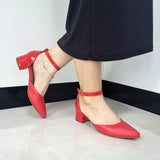 Beira Rio 4182-204 Pointy Toe Ankle Strap Pump in Red