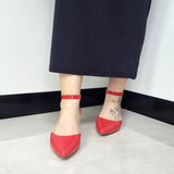 Beira Rio 4182-204 Pointy Toe Ankle Strap Pump in Red