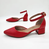 Beira Rio 4182-204 Pointy Toe Ankle Strap Pump in Red