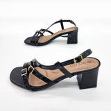 Beira Rio 8536-103 Block Heel Strappy Sandal in Black Patent