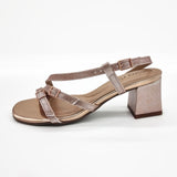 Beira Rio 8536-103 Block Heel Strappy Sandal in Rose Gold