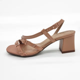 Beira Rio 8536-103 Block Heel Strappy Sandal in Nude Patent