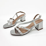 Beira Rio 8536-103 Block Heel Strappy Sandal in Silver