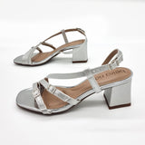 Beira Rio 8536-103 Block Heel Strappy Sandal in Silver