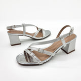 Beira Rio 8536-103 Block Heel Strappy Sandal in Silver