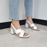 Beira Rio 8436-231 Block Heel Sandal in White