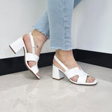 Beira Rio 8436-231 Block Heel Sandal in White