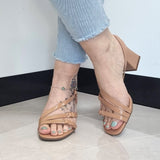 Beira Rio 8536-103 Block Heel Strappy Sandal in Nude Patent