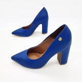 Vizzano 1285-400 Block Heel Pointy Toe Pump in Blue Napa