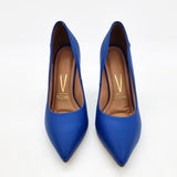 Vizzano 1285-400 Block Heel Pointy Toe Pump in Blue Napa