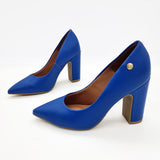 Vizzano 1285-400 Block Heel Pointy Toe Pump in Blue Napa