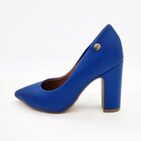 Vizzano 1285-400 Block Heel Pointy Toe Pump in Blue Napa