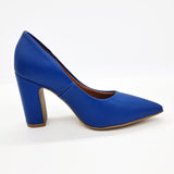 Vizzano 1285-400 Block Heel Pointy Toe Pump in Blue Napa