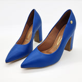 Vizzano 1285-400 Block Heel Pointy Toe Pump in Blue Napa