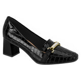 Beira Rio 4314-104 Block Heel Loafer in Black Croc