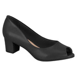 Beira Rio 4777-400 Low Heel Peeptoe Pump in Black Napa