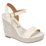 Vizzano 6283-2114 Embroidered Wedge Sandal in Off White