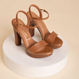 Vizzano 6292-300 High Heel Platform Sandal in Camel Napa