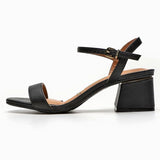 Vizzano 6428-101 Low Heel Sandal in Black Napa