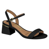 Vizzano 6428-101 Low Heel Sandal in Black Napa