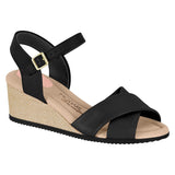 Modare 7164-100 Wedge Sandal in Black Napa