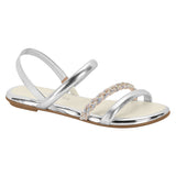 Beira Rio 8367-641 Braided Strap Flat Sandal in Silver