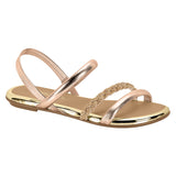 Beira Rio 8367-641 Braided Strap Flat Sandal in Rose Gold