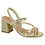 Beira Rio 8436-229 Block Heel Sandal in Golden