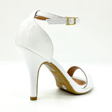 Vizzano 6210-655 High Heel Ankle Strap Sandal in White Patent