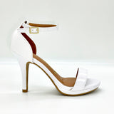 Vizzano 6210-655 High Heel Ankle Strap Sandal in White Patent