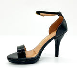 Vizzano 6210-655 High Heel Ankle Strap Sandal in Black Patent