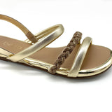 Beira Rio 8367-641 Braided Strap Flat Sandal in Gold