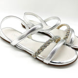 Beira Rio 8367-641 Braided Strap Flat Sandal in Silver