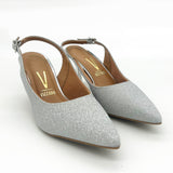 Vizzano 1185-700 Mid Heel Slingback in Silver