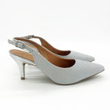 Vizzano 1185-700 Mid Heel Slingback in Silver