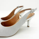 Vizzano 1185-700 Mid Heel Slingback in Silver