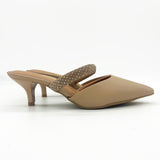 Vizzano 1122-886 Kitten Heel Pointy Toe Mule Pump in Beige