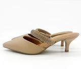 Vizzano 1122-886 Kitten Heel Pointy Toe Mule Pump in Beige