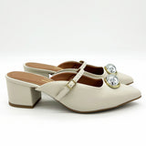 Vizzano 1220-370 Block Heel Mule in Off White