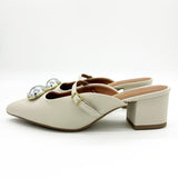 Vizzano 1220-370 Block Heel Mule in Off White